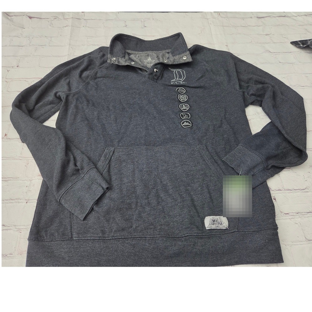 Disney Parks 2018 Disneyland Charcoal Grey Quarter Snap Pullover Sweatshirt  (L)